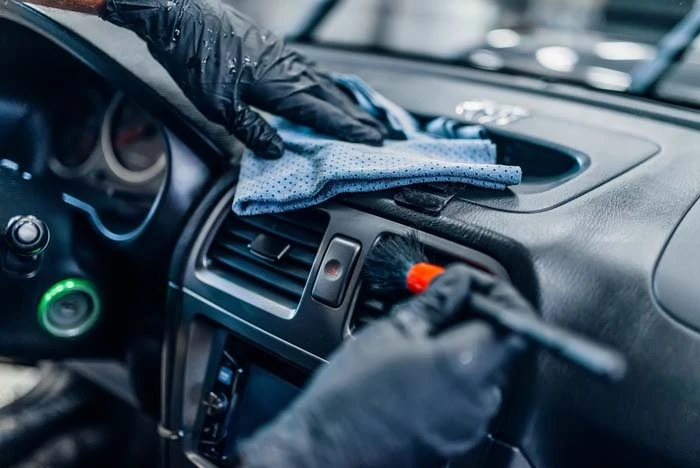 Car detailing of the interior of a car