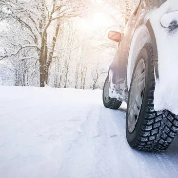 Car driving on winter road